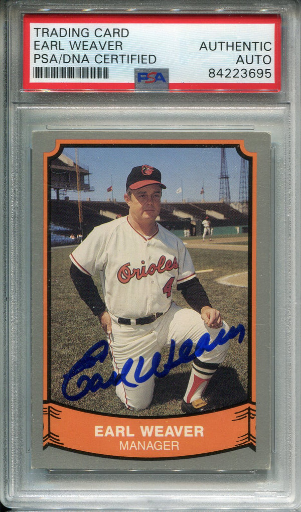 Earl Weaver Autographed 1989 Pacific Card #179 (PSA)