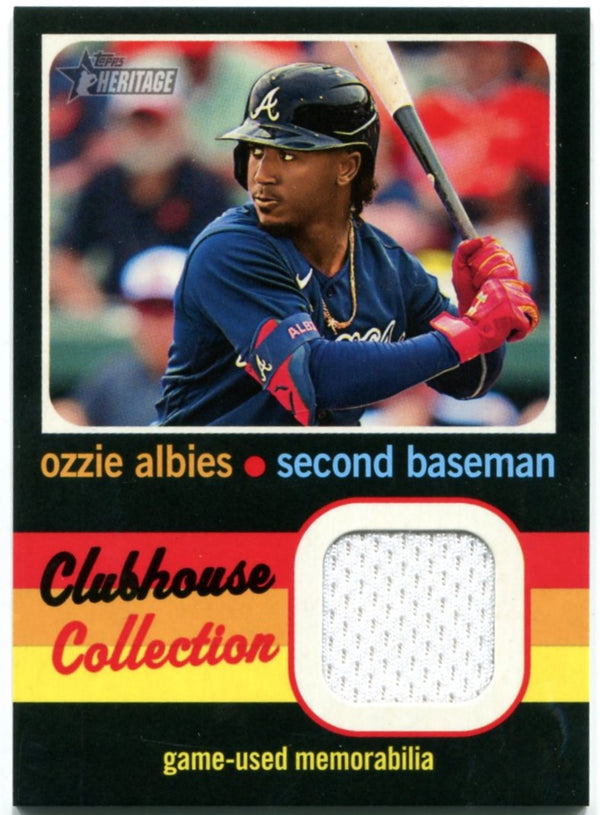 Ozzie Albies 2020 Topps Heritage Clubhouse Collection Jersey Card