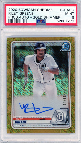 Riley Greene Autographed 2020 Bowman Chrome Gold Shimmer