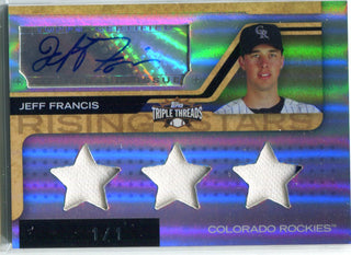 Jeff Francis 2008 Topps Triple Threads Game-Worn/Autographed Card #1/1