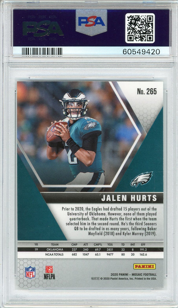 Jalen Hurts 2020 Panini Mosaic Rookie Card #265 (PSA Gem Mint 10)