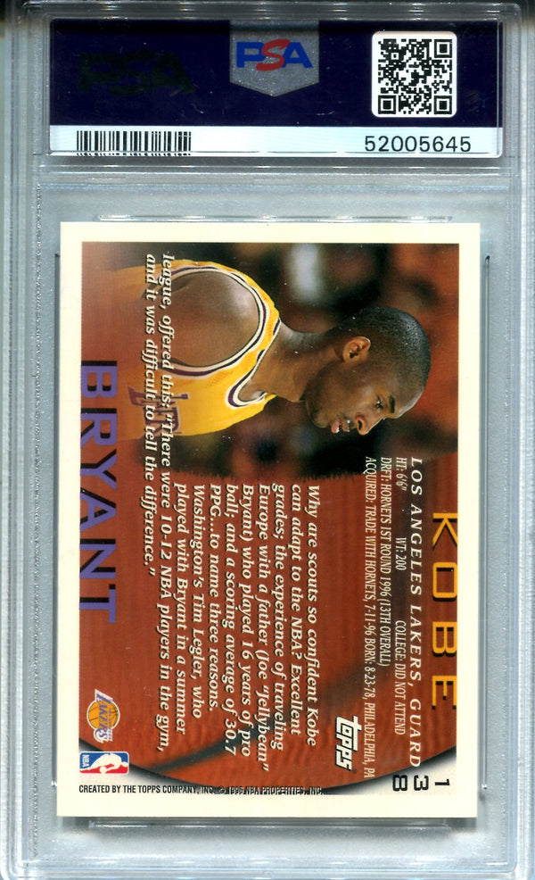 Kobe Bryant 1996 Topps Rookie Card #138 (PSA)