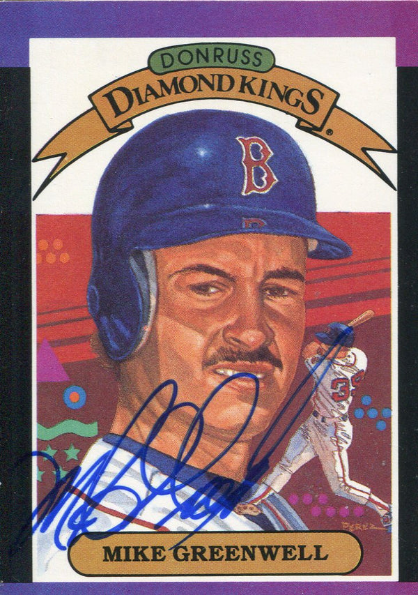 Mike Greenwell Autographed 1988 Donruss Diamond Kings Card #1
