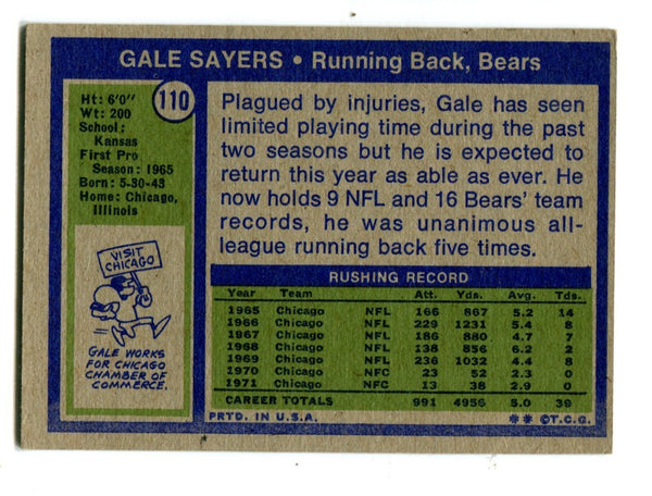 Gale Sayers 1972 Topps Card #110