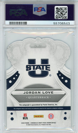 Jordan Love Autographed 2020 Panini Chronicles Crown Royale Purple Rookie Card (PSA Gem Mint 10)