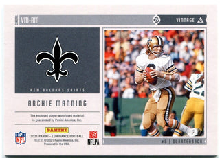 Archie Manning 2021 Panini Luminance Vintage Materials Patch Card #VM-AM