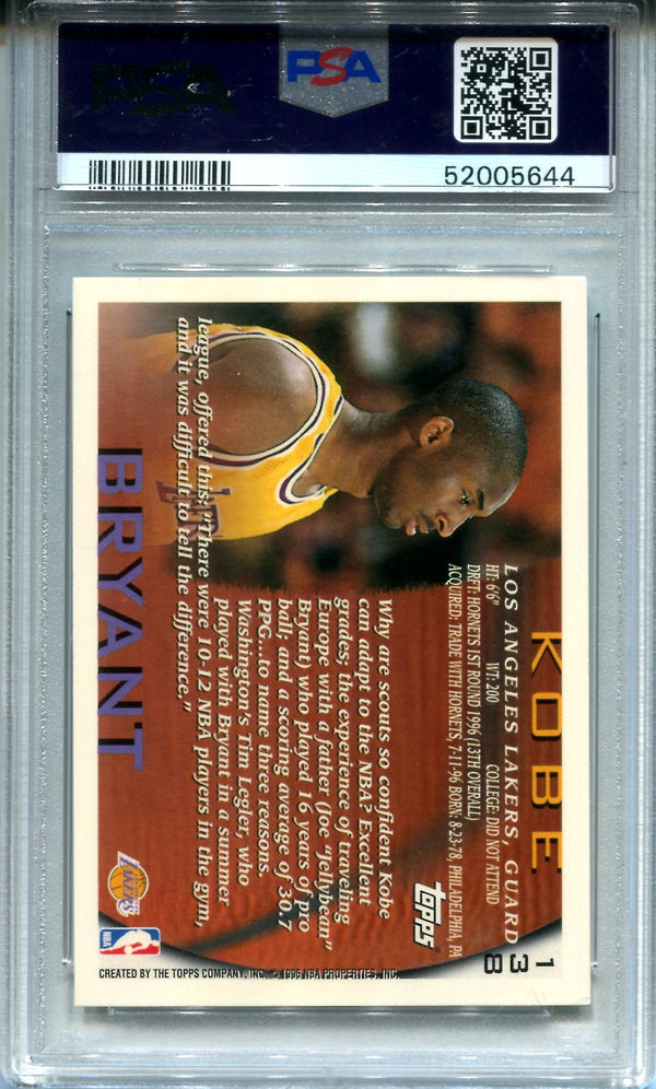 Kobe Byrant 1996 Topps Rookie Card #138 (PSA 8)