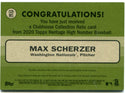 Max Scherzer Topps Heritage Clubhouse Collection Jersey Card 2020