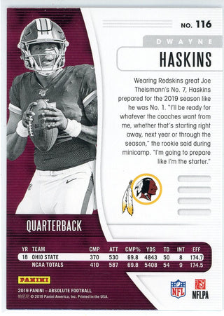 Dwyane Haskins 2019 Panini Absolute Rookie Card #116