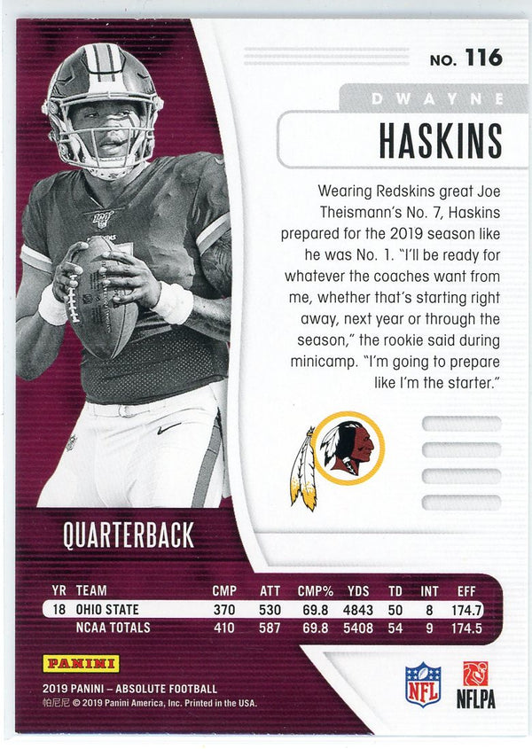 Dwyane Haskins 2019 Panini Absolute Rookie Card #116