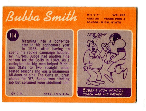 Bubba Smith 1970 Topps #114 Rookie Card