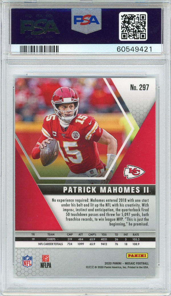 Patrick Mahomes 2020 Panini Mosaic Card #297 (PSA Gem Mint 10)