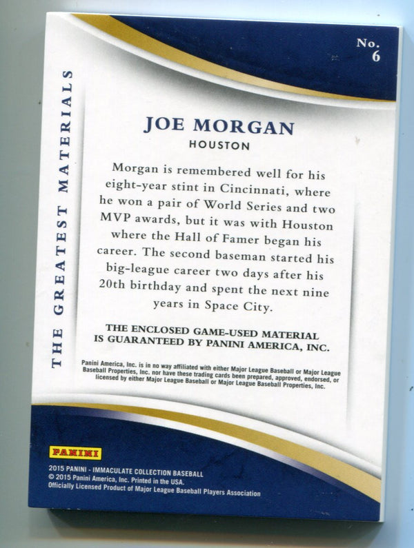 Joe Morgan 2015 Panini Immaculate Collection #6 /10 Card