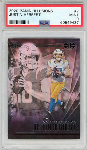 Justin Herbert 2020 Panini Illusions Rookie Card #7 (PSA Mint 9)