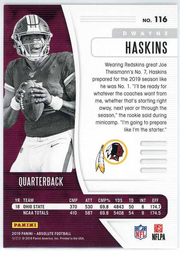 Dwyane Haskins 2019 Panini Absolute Rookie Card #116