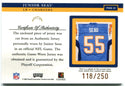 Junior Seau 2002 Playoff Game Worn Jersey Card