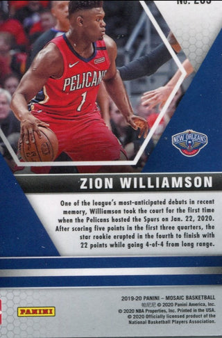 Zion Williamson 2020 Panini Mosaic Rookie Card