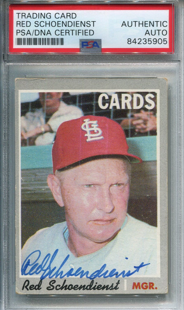 Red Schoendienst Manager Autographed Baseball Card (PSA)