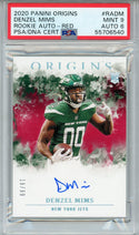 Denzel Mims Autographed 2020 Panini Origins Red Rookie Card (PSA)