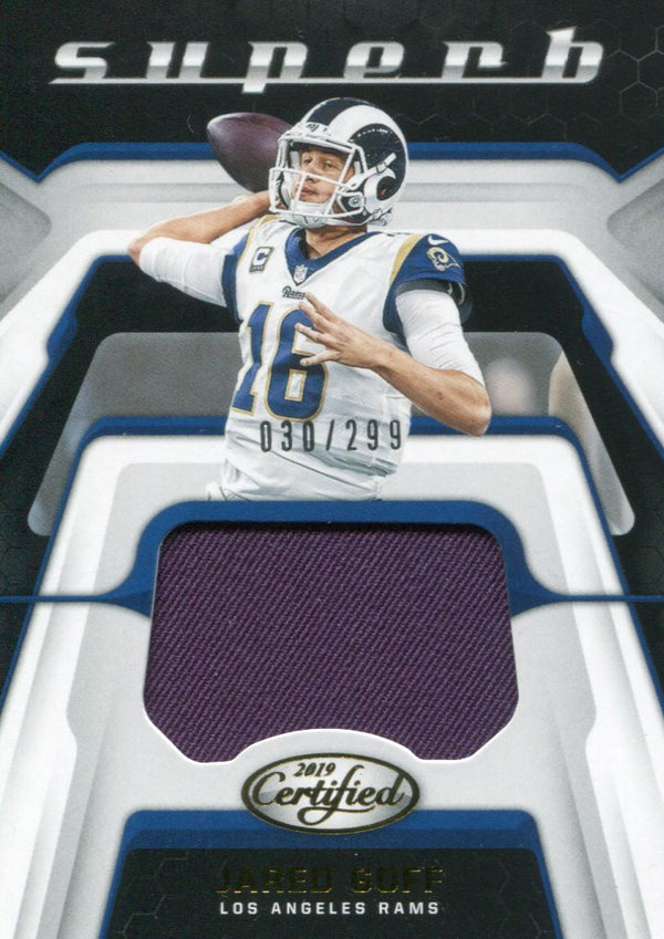 Jared Goff 2019 Panini Certified Superb Relic Card 30/299