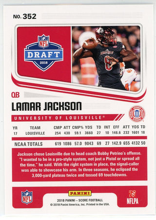 Lamar Jackson 2018 Panini Score Rookie Card #352