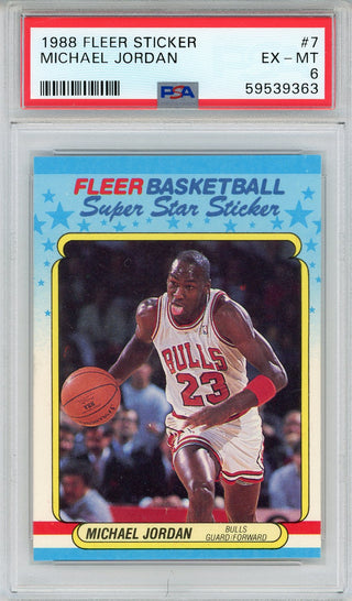 Michael Jordan 1988 Fleer Sticker Card #7 (PSA EX-MT 6)