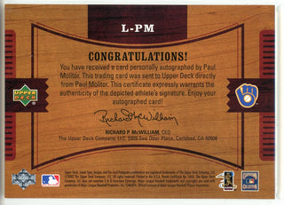 Paul Molitor Autographed 2002 Upper Deck Sweet Spot Signatures Card #L-PM