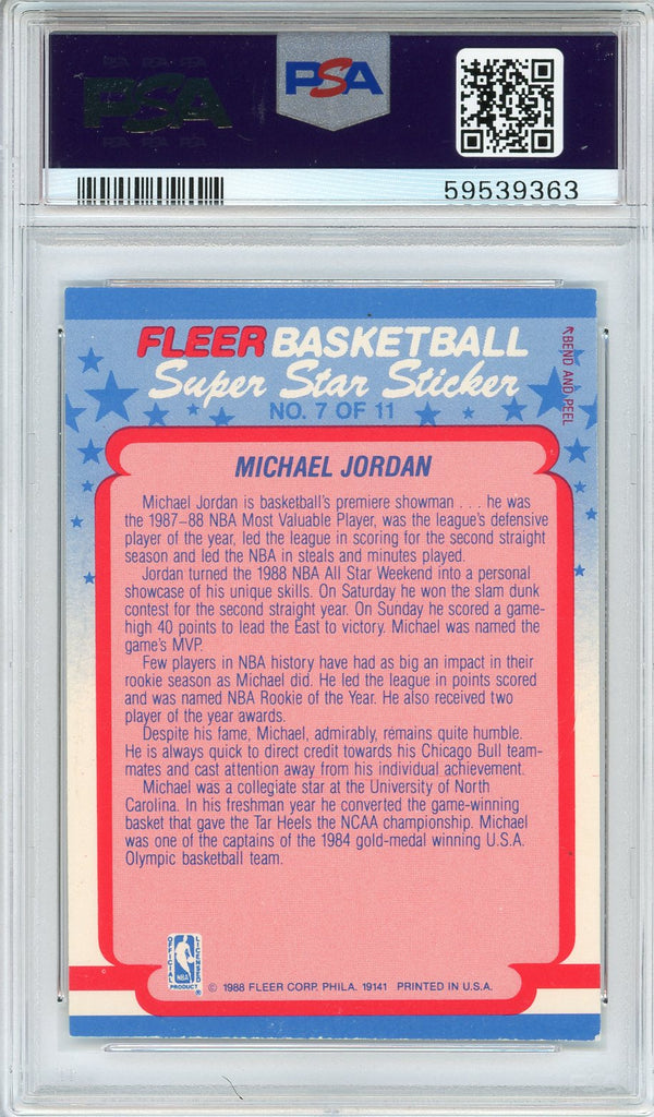 Michael Jordan 1988 Fleer Sticker Card #7 (PSA EX-MT 6)