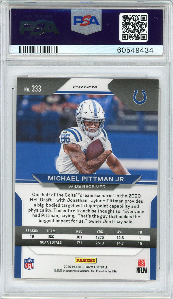 Michael Pittman Jr. 2020 Panini Prizm Disco Card #333 (PSA Gem Mint 10)