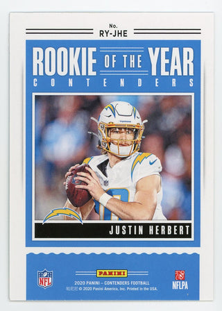 Justin Herbert 2020 Panini Contenders Rookie Of The Year #RYJHE