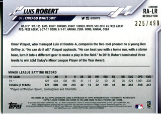 Luis Robert 2020 Topps Chrome Autographed Refractor Rookie Card 325/499 #RA-LR
