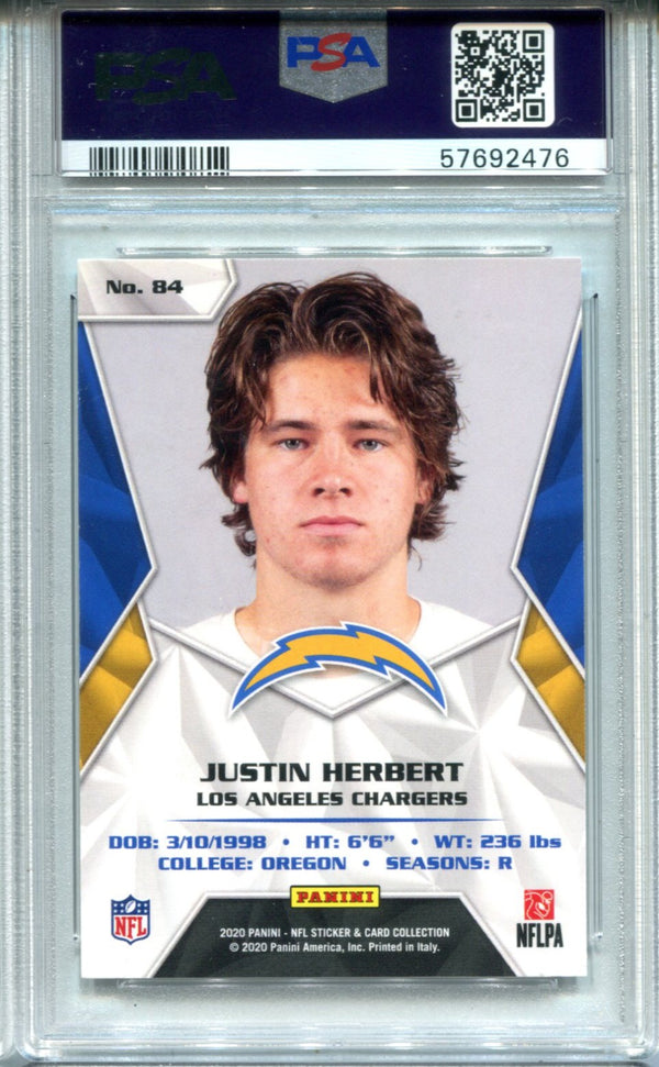 Justin Herbert 2020 Panini Sticker Cards #84 PSA NM-MT 8 Card