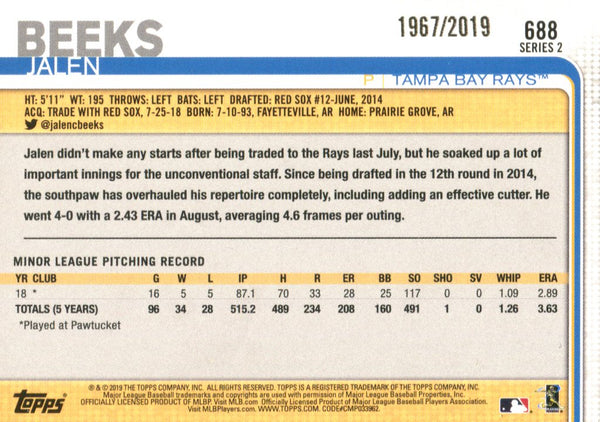 Jalen Beeks 2019 Topps Rookie Card