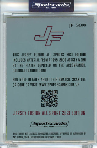 Shaquille O'Neal 2021 Jersey Fusion Game Used Swatch Card #JF-SO99