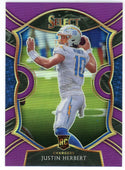 Justin Herbert 2020 Panini Select Concourse Purple Prizm Rookie Card #44
