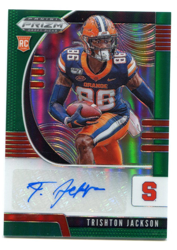 Trishton Jackson Autographed 2020 Panini Prizm Green Prizm Rookie Card