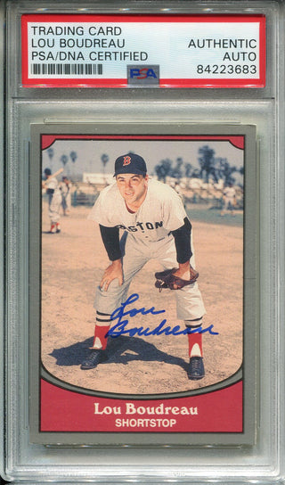 Lou Boudreau Autographed 1990 Pacific Card #9 (PSA)