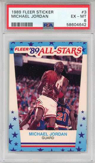 Michael Jordan 1989 Fleer Sticker Card #3 (PSA EX-MT 6)