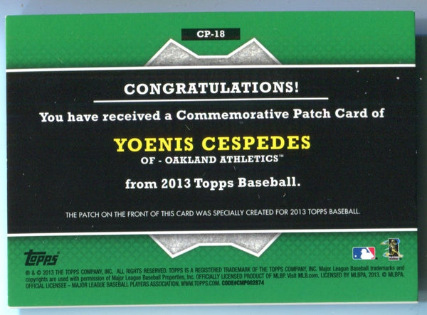 Yoenis Cespedes 2013 Topps Oakland Athletics Patch Card