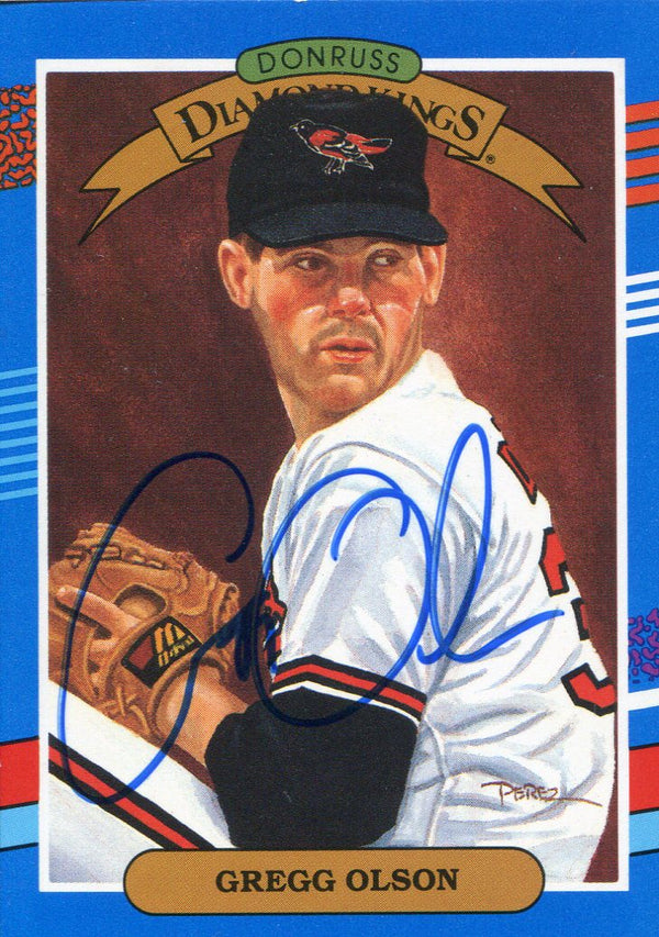 Gregg Olson Autographed 1990 Donruss Diamond Kings Card #23