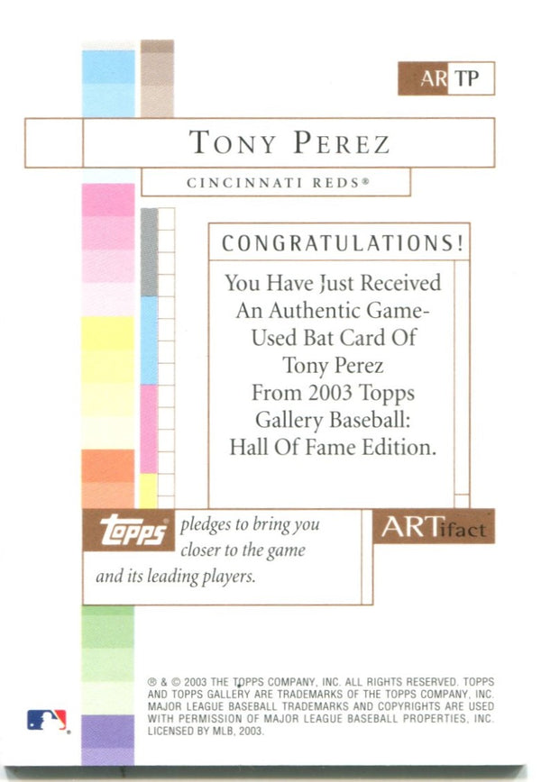 Topps Gallery Tony Perez Authentic Game Used Bat #AR-TP