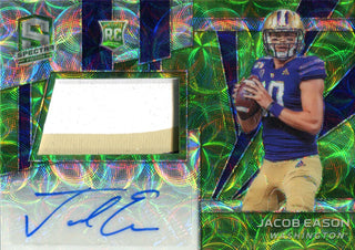 Jacob Eason Autographed 2020 Panini Chronicles Draft Picks Spectra Prizm Rookie Jersey Card