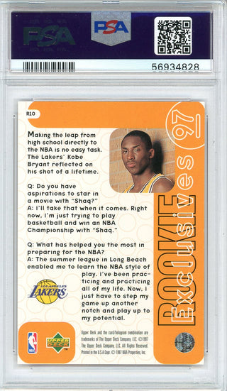 Kobe Bryant 1996 Upper Deck Rookie Exclusives Card #R10 (PSA)