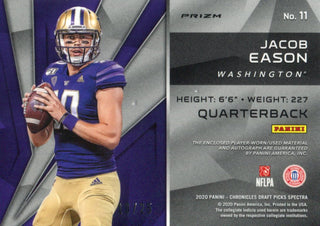 Jacob Eason Autographed 2020 Panini Chronicles Draft Picks Spectra Prizm Rookie Jersey Card
