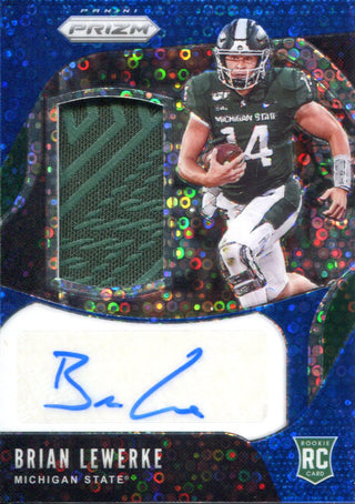 Brian Lewerke Autographed 2020 Panini Chronicles Draft Picks Prizm Rookie Jersey Card