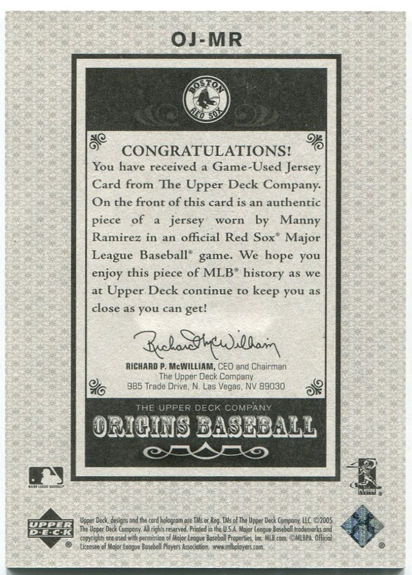 Manny Ramirez Upper Deck "Old Judge" 2005