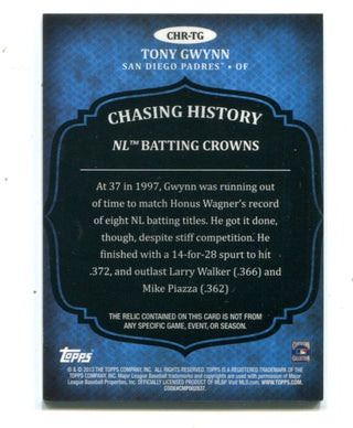 Tony Gwynn 2013 Topps Chasing History #CHRTG Jersey Card