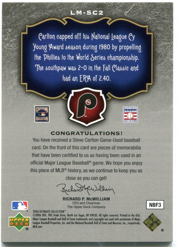 Steve Carlton Ultimate Legendary Materials Bat Card 36/47
