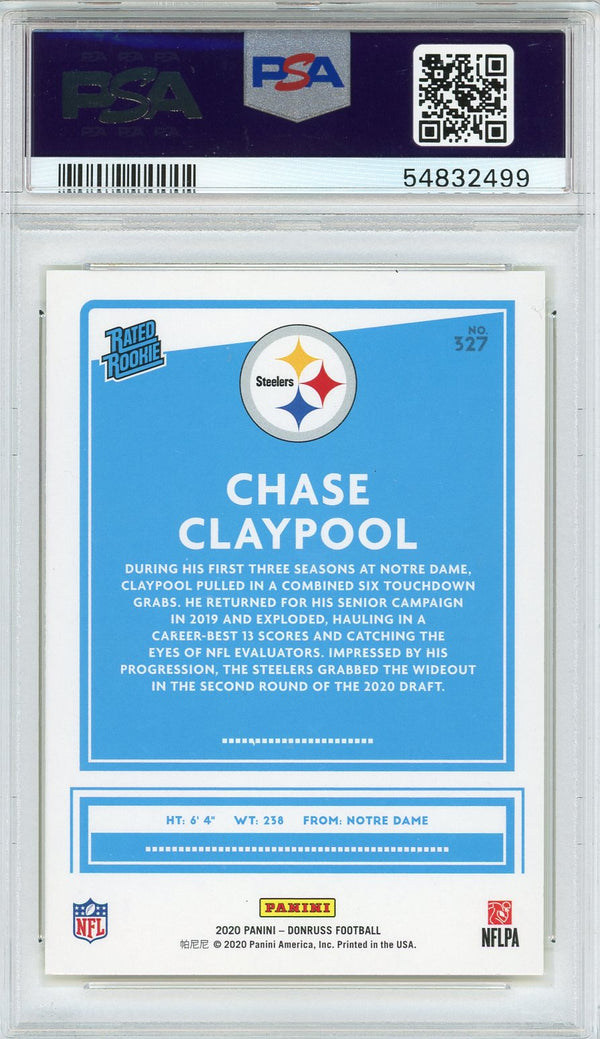 Chase Claypool 2020 Panini Donruss Gold Press Proof Rookie Card #327 (PSA)