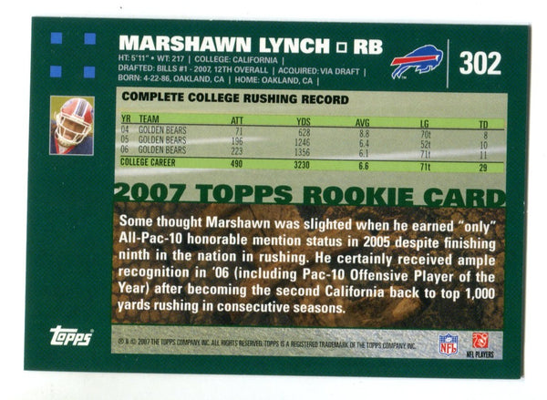 Marshawn Lynch 2007 Topps #302 Card
